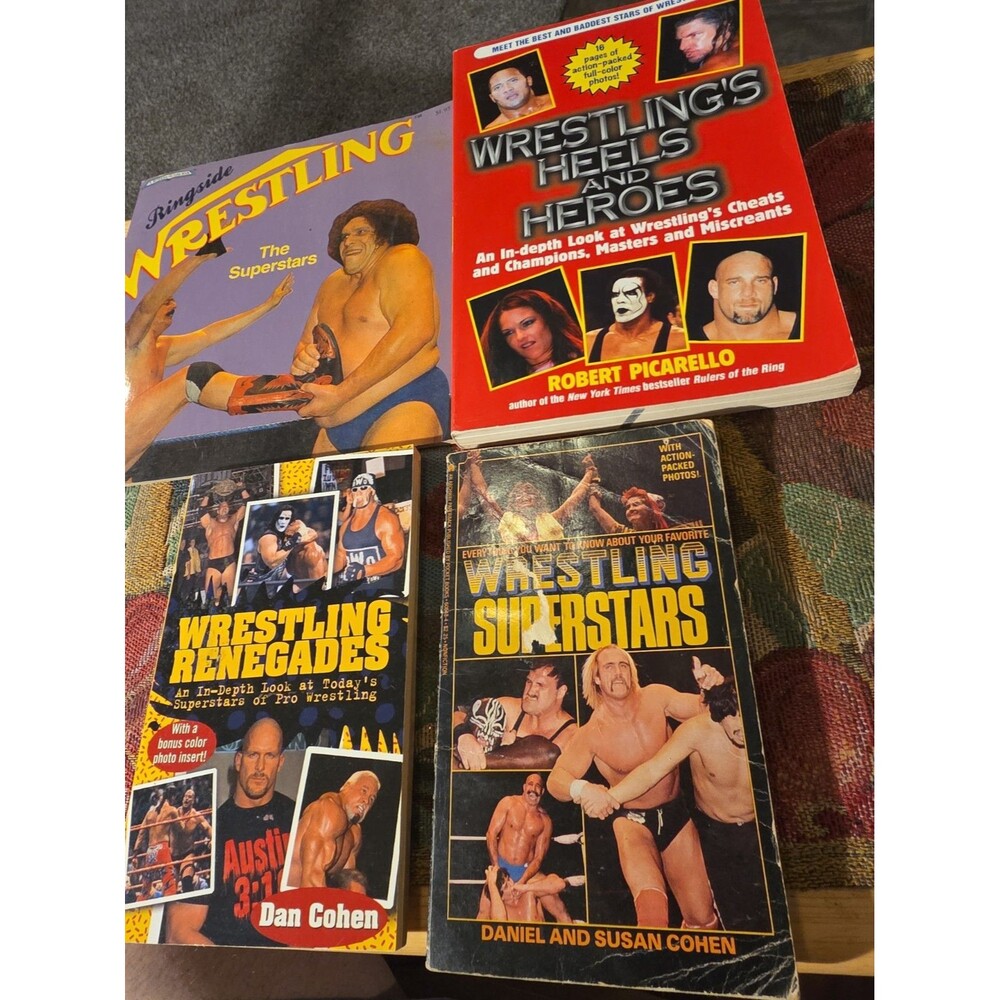 4 Vintage Wrestling Books Andre Sting Hogan Austin WWE WWF WCW
